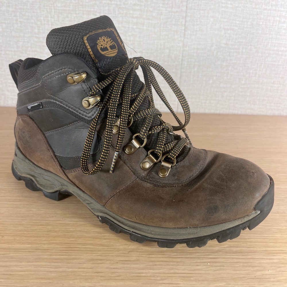 Timberland White Ledge Mid Waterproof Hiking Boots Brown Leather 2730R Mens 9W
